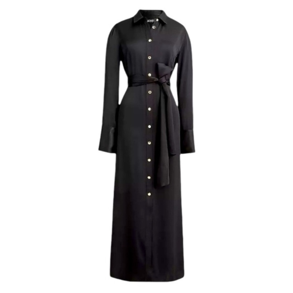 NEW J Crew Drapey Shirtdress in Luster Crepe Black Women's Size 16